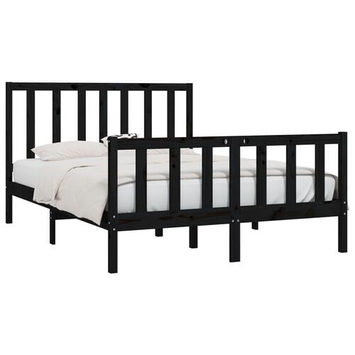 Sengeramme 140x190 cm massivt træ sort