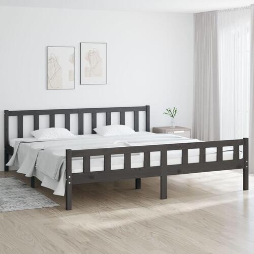 Sengeramme 200x200 cm massivt træ grå