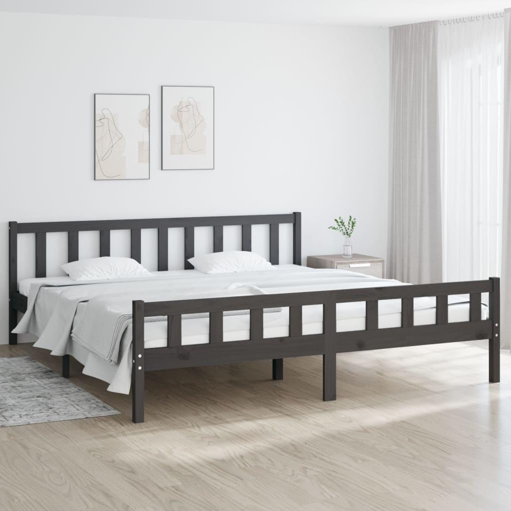 Sengeramme 200x200 cm massivt træ grå