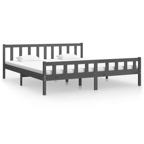 Sengeramme 200x200 cm massivt træ grå