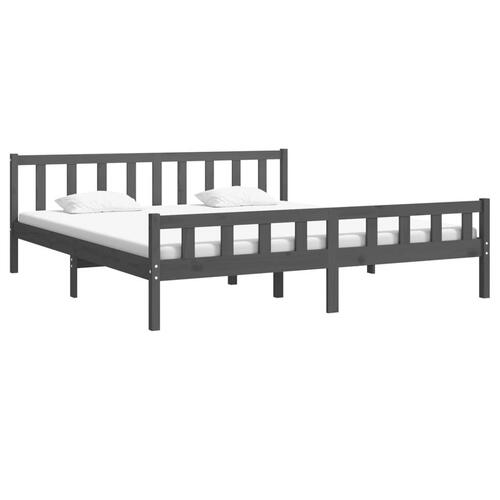 Sengeramme 200x200 cm massivt træ grå