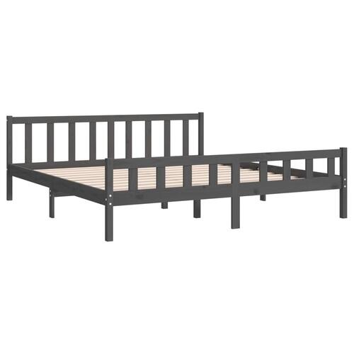 Sengeramme 200x200 cm massivt træ grå