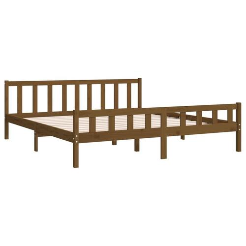 Sengeramme 200x200 cm massivt træ gyldenbrun