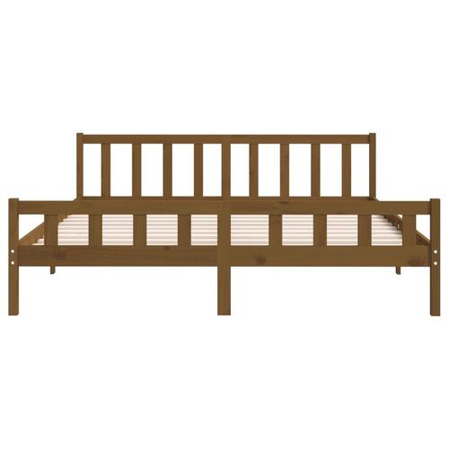 Sengeramme 200x200 cm massivt træ gyldenbrun