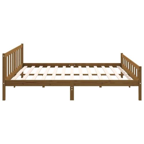 Sengeramme 200x200 cm massivt træ gyldenbrun