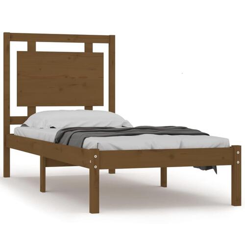 Sengeramme 100x200 cm massivt træ gyldenbrun