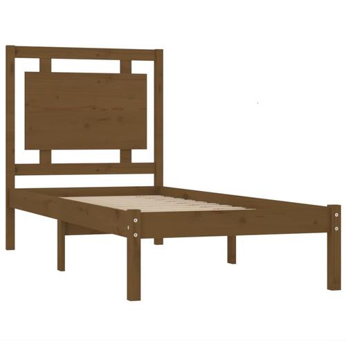 Sengeramme 100x200 cm massivt træ gyldenbrun