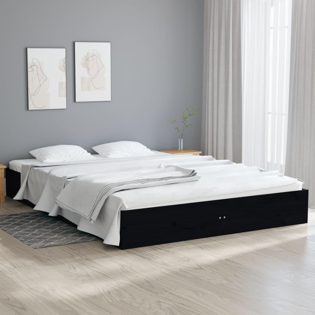 Sengeramme 160x200 cm massivt træ sort