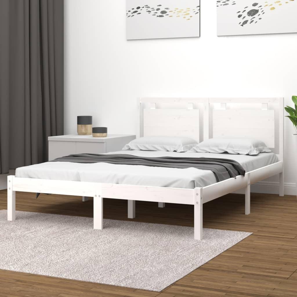 Sengestel 180x200 cm Super King massivt fyrretræ hvid