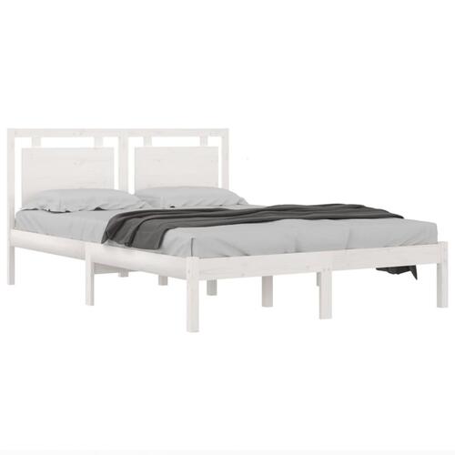 Sengestel 180x200 cm Super King massivt fyrretræ hvid