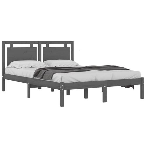 Sengeramme 200x200 cm massivt træ grå