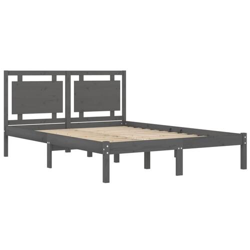 Sengeramme 200x200 cm massivt træ grå