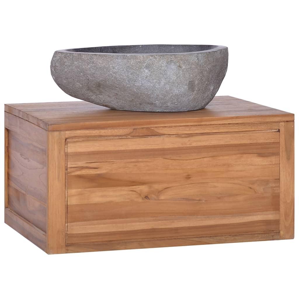 Væghængt badeværelsesskab 60x45x30 cm massivt teaktræ billede