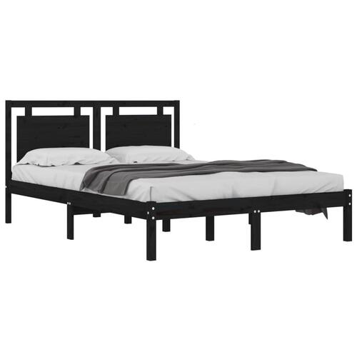 Sengeramme 200x200 cm massivt træ sor