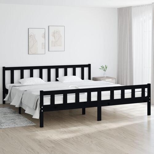 Sengeramme 160x200 cm massivt træ sort