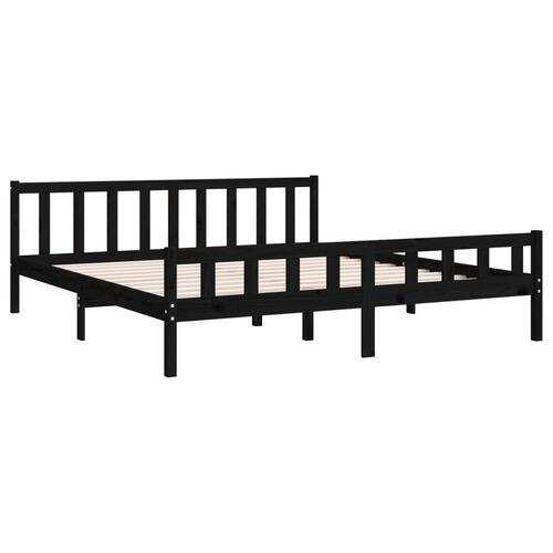 Sengeramme 160x200 cm massivt træ sort
