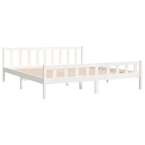Sengestel 180x200 cm Super King massivt fyrretræ hvid