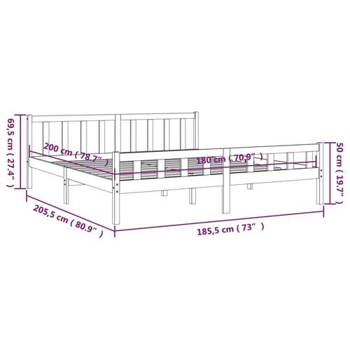 Sengestel 180x200 cm Super King massivt fyrretræ grå