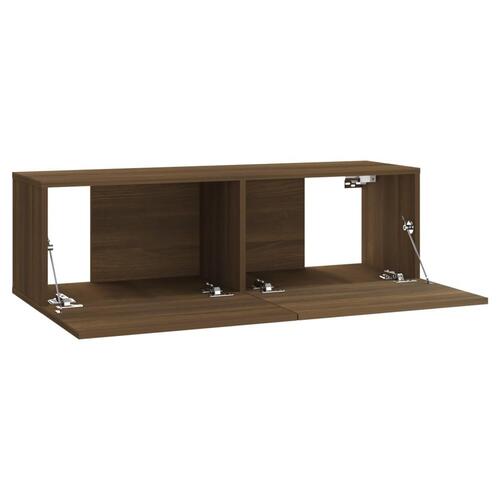 Væghængt tv-bord 37x37x72 cm konstrueret træ brun egetræsfarve
