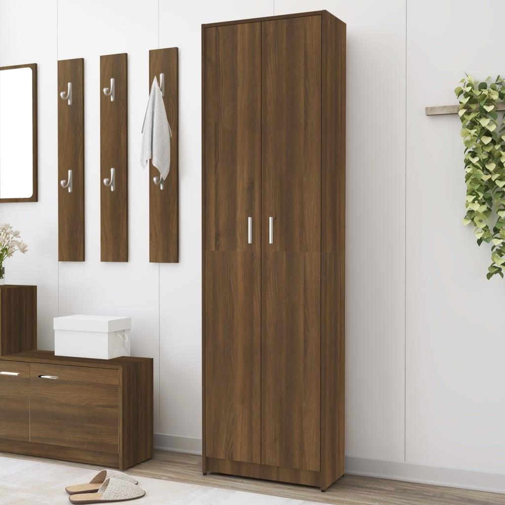 Entréskab 55x25x189 cm konstrueret træ brun egetræsfarve