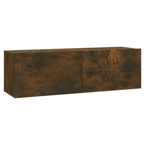 Væghængt tv-bord 37x37x72 cm konstrueret træ røget egetræ