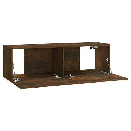 Væghængt tv-bord 37x37x72 cm konstrueret træ røget egetræ