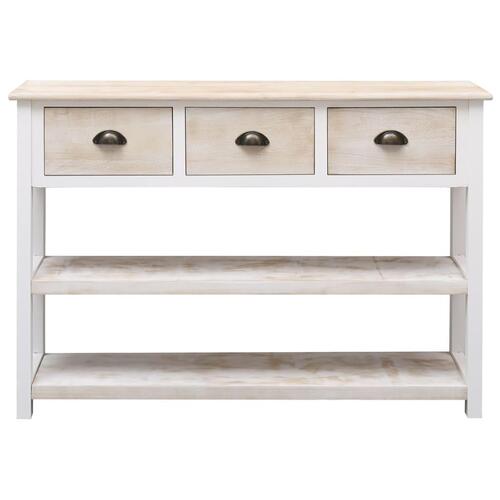 Skænk 108x30x76 cm massivt kejsertræ hvid og brun