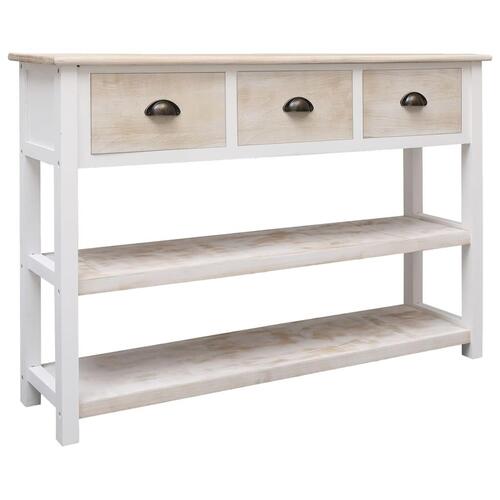 Skænk 108x30x76 cm massivt kejsertræ hvid og brun