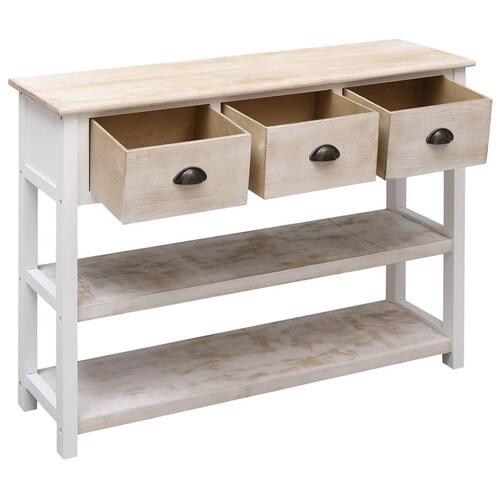 Skænk 108x30x76 cm massivt kejsertræ hvid og brun