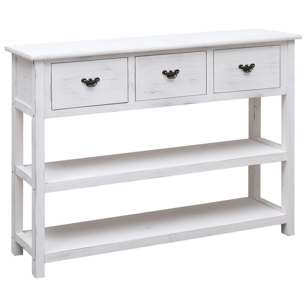 Skænk 108x30x76 cm massivt kejsertræ antikhvid