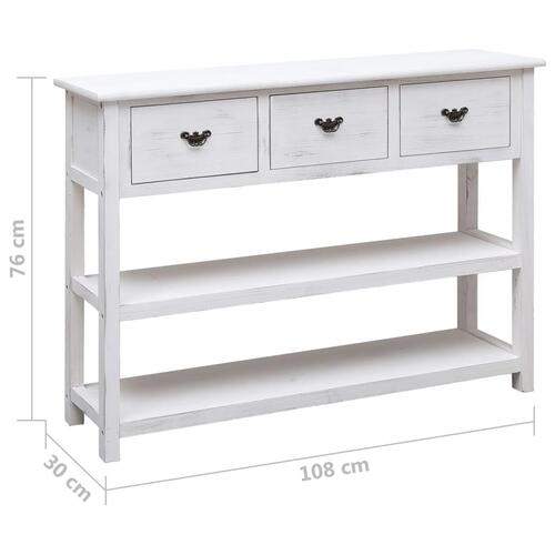 Skænk 108x30x76 cm massivt kejsertræ antikhvid