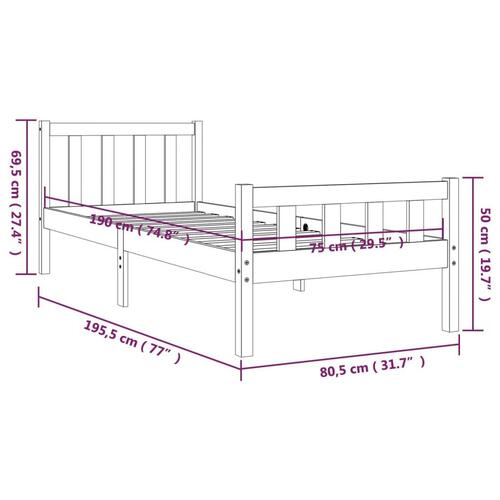 Sengeramme 75x190 cm massivt træ