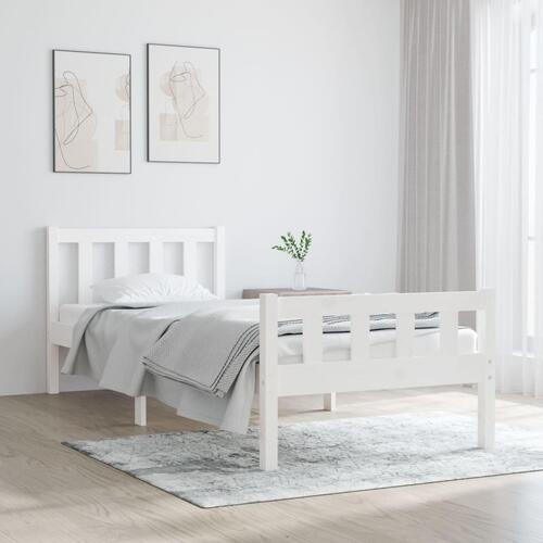 Sengeramme 75x190 cm Small Single massivt træ hvid