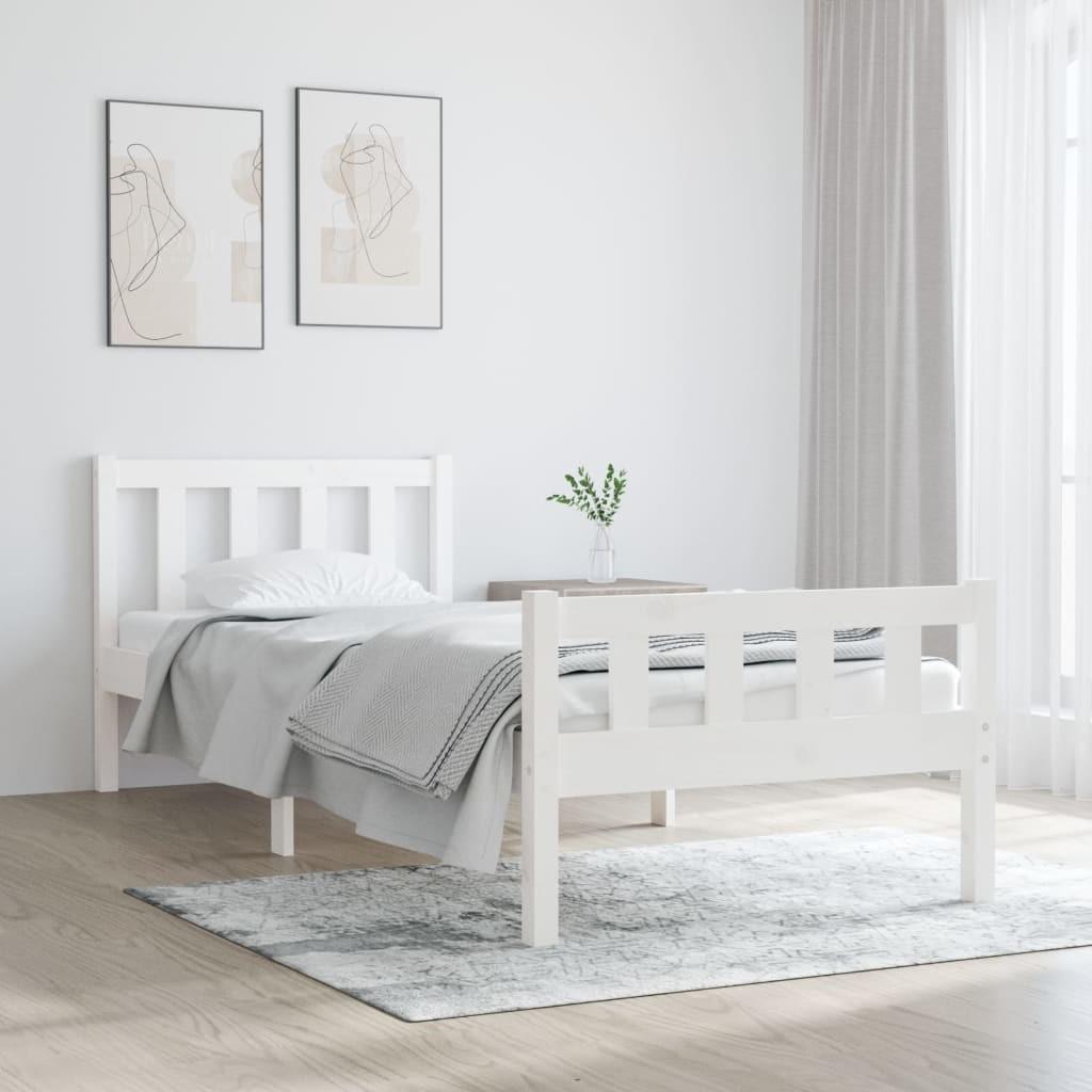 Sengeramme 75x190 cm Small Single massivt træ hvid