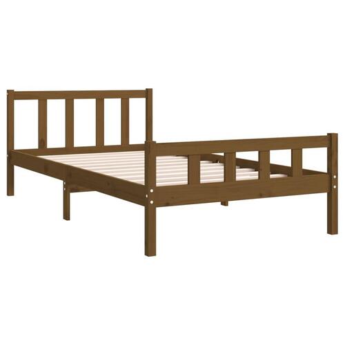 Sengeramme 90x200 cm massivt træ gyldenbrun