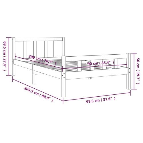 Sengeramme 90x200 cm massivt træ gyldenbrun