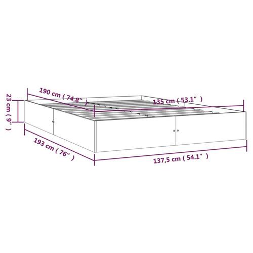 Sengeramme 135x190 cm dobbelt massivt fyrretræ hvid