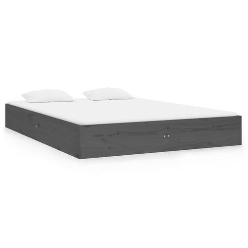 Sengeramme 135x190 cm Double massivt fyrretræ grå