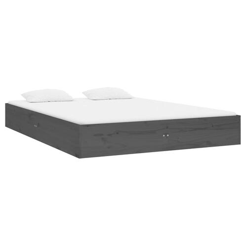 Sengeramme 135x190 cm Double massivt fyrretræ grå