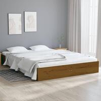 Sengeramme 135x190 cm Double massivt fyrretræ gyldenbrun