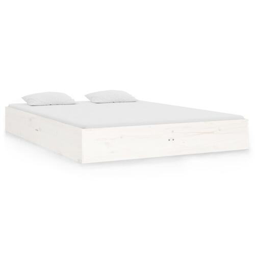 Sengeramme 140x190 cm massivt træ hvid