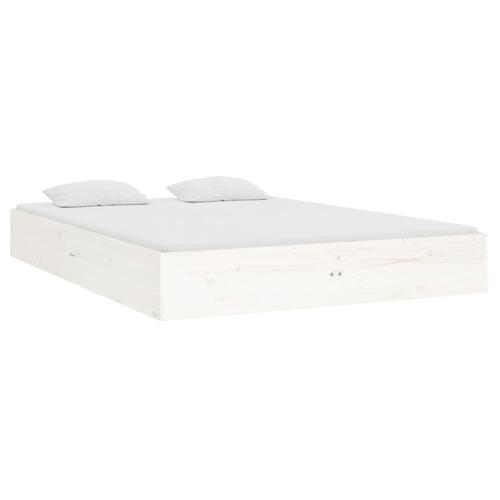 Sengeramme 140x190 cm massivt træ hvid
