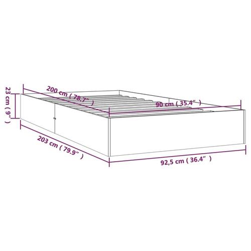 Sengeramme 90x200 cm massivt træ hvid