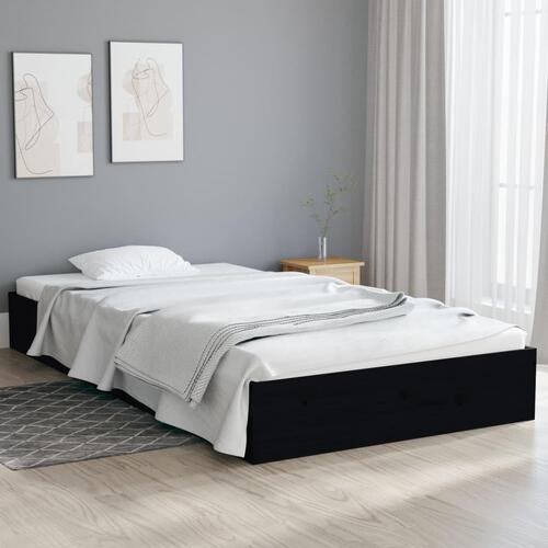 Sengeramme 90x200 cm massivt træ sort