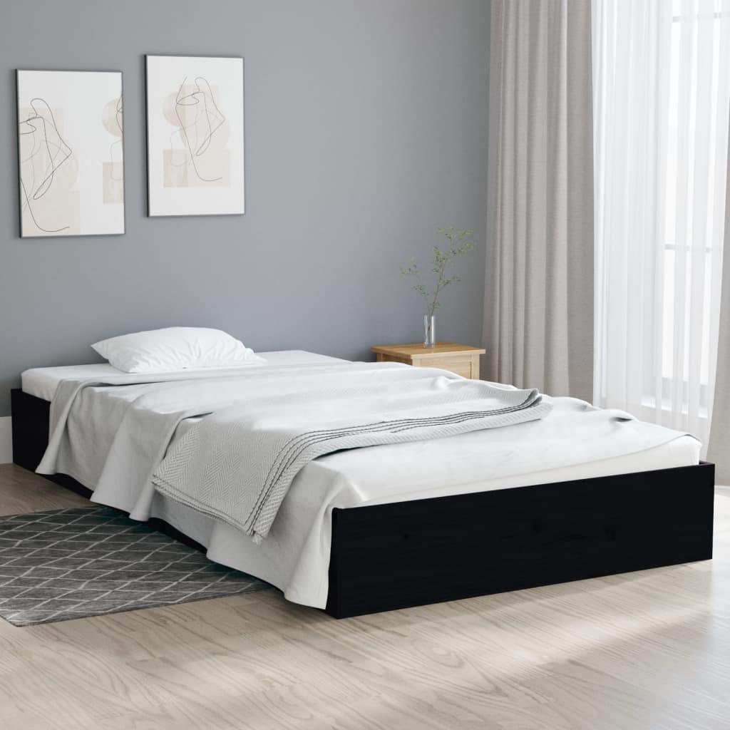 Sengeramme 90x200 cm massivt træ sort