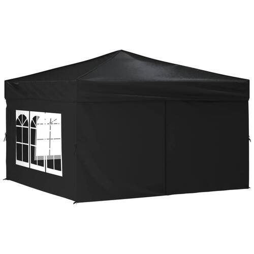 Foldbart festtelt med sidevægge 2x2 m sort