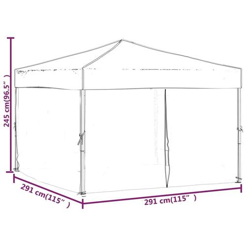 Foldbart festtelt med sidevægge 2x2 m sort