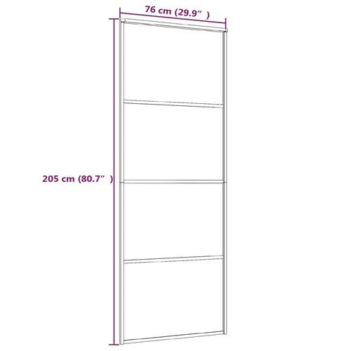 Skydedør 76x205 cm hærdet matteret glas og aluminium sort