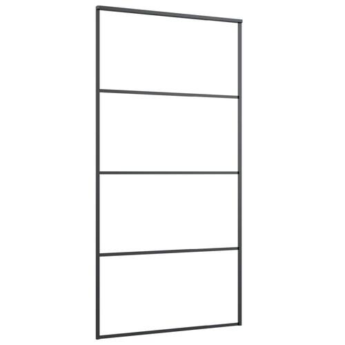Skydedør 102,5x205 cm hærdet matteret glas og aluminium sort
