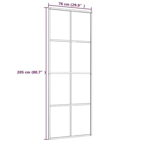 Skydedør 76x205 cm hærdet matteret glas og aluminium hvid